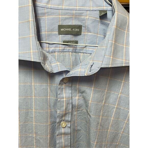 Michael Kors Mens XXL 2XL Button Down Shirt Slim Fit Plaid Pattern Long Sleeve - Picture 10 of 10